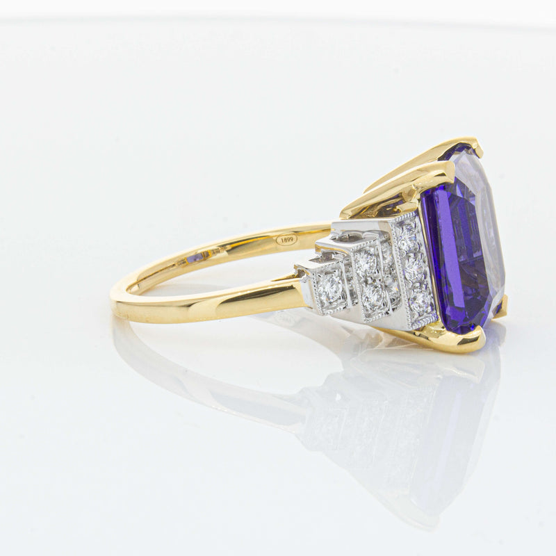 18ct Yellow Gold 7.03ct Tanzanite & Diamond Maya Ring-Ring-Walker & Hall