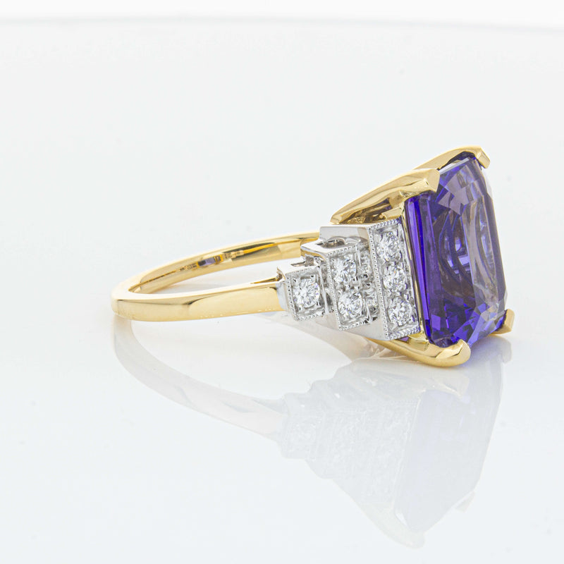18ct Yellow Gold 7.03ct Tanzanite & Diamond Maya Ring-Ring-Walker & Hall