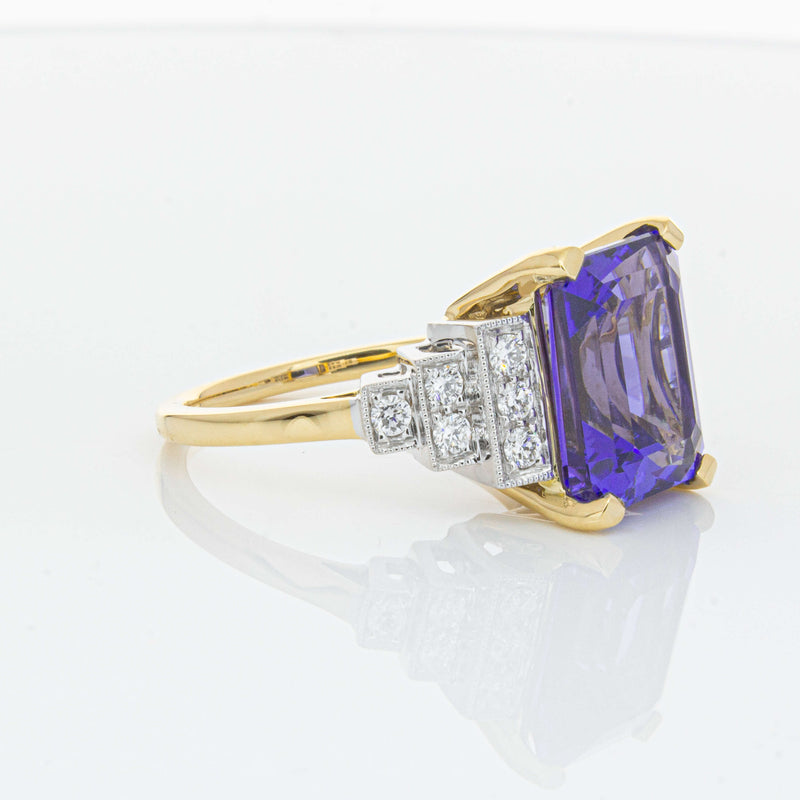 18ct Yellow Gold 7.03ct Tanzanite & Diamond Maya Ring-Ring-Walker & Hall