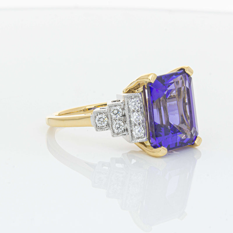 18ct Yellow Gold 7.03ct Tanzanite & Diamond Maya Ring-Ring-Walker & Hall