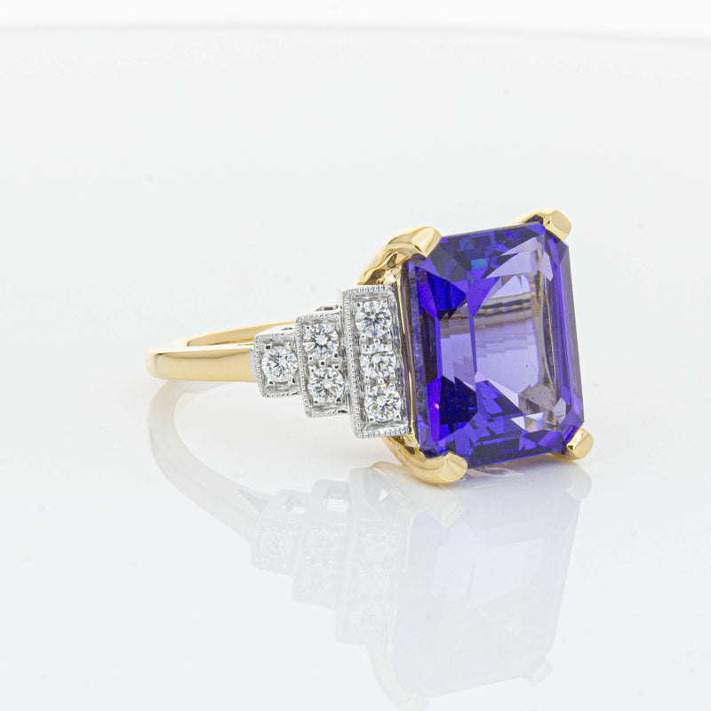 18ct Yellow Gold 7.03ct Tanzanite & Diamond Maya Ring-Ring-Walker & Hall