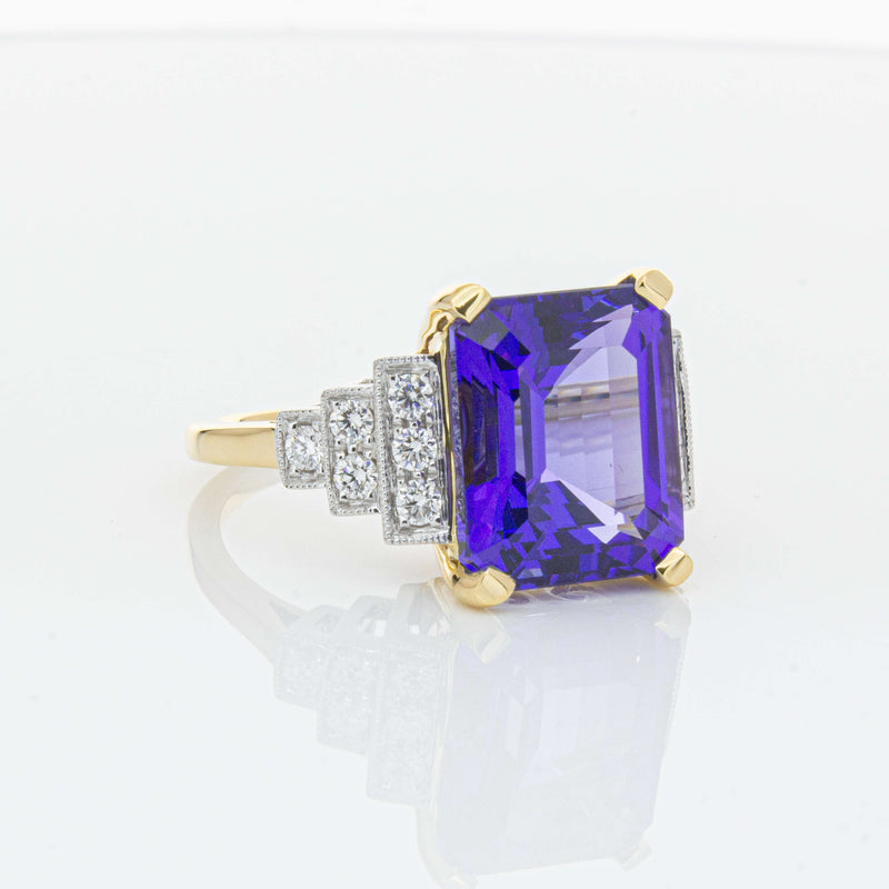 18ct Yellow Gold 7.03ct Tanzanite & Diamond Maya Ring-Ring-Walker & Hall