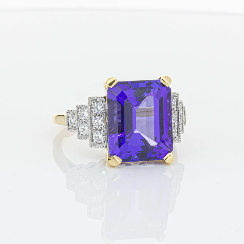 18ct Yellow Gold 7.03ct Tanzanite & Diamond Maya Ring-Ring-Walker & Hall