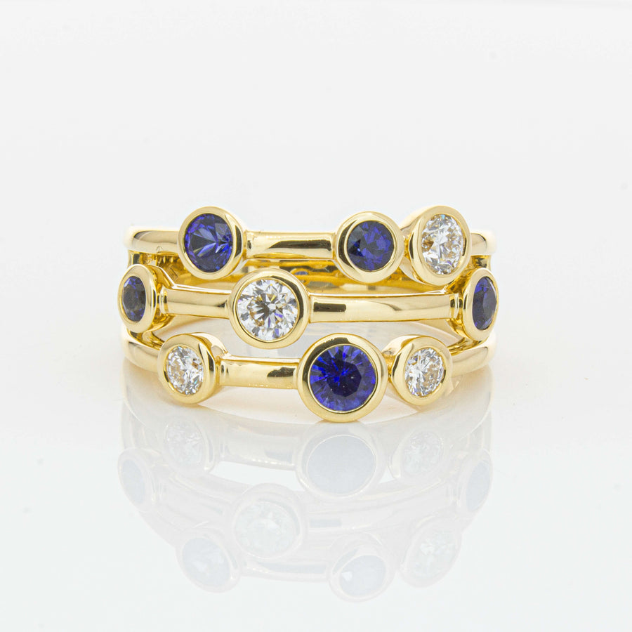 18ct Yellow Gold Sapphire & Diamond Ring-Ring-Walker & Hall