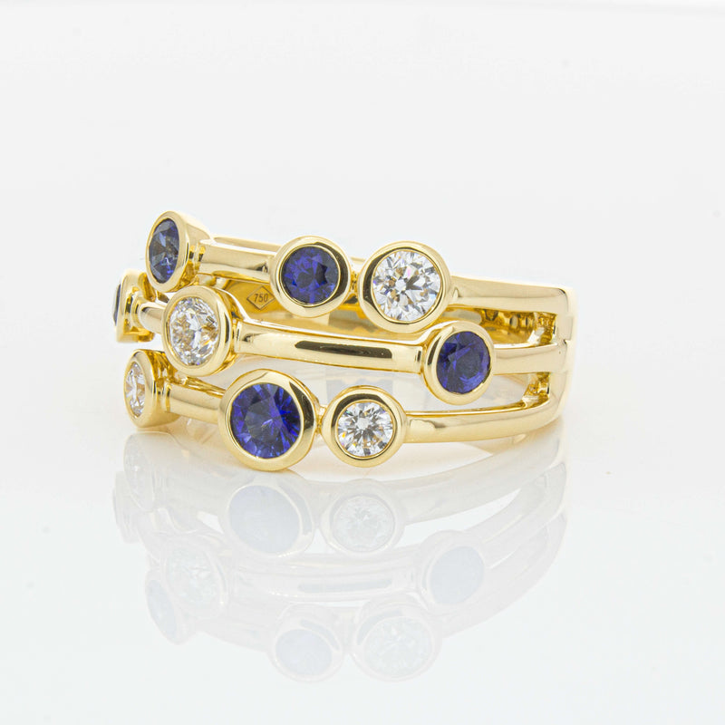 18ct Yellow Gold Sapphire & Diamond Ring-Ring-Walker & Hall
