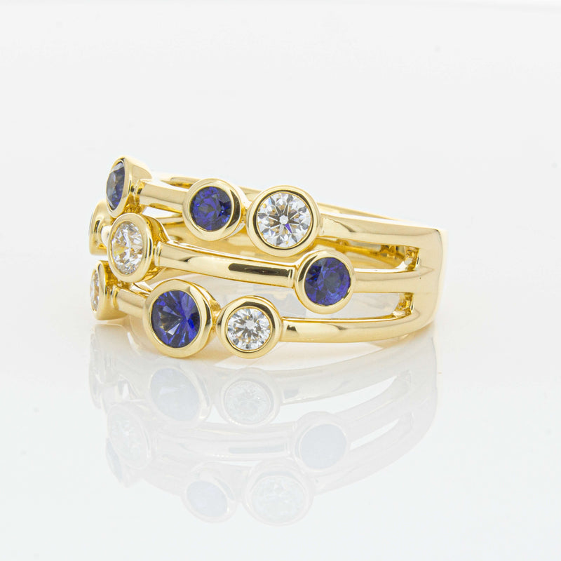 18ct Yellow Gold Sapphire & Diamond Ring-Ring-Walker & Hall