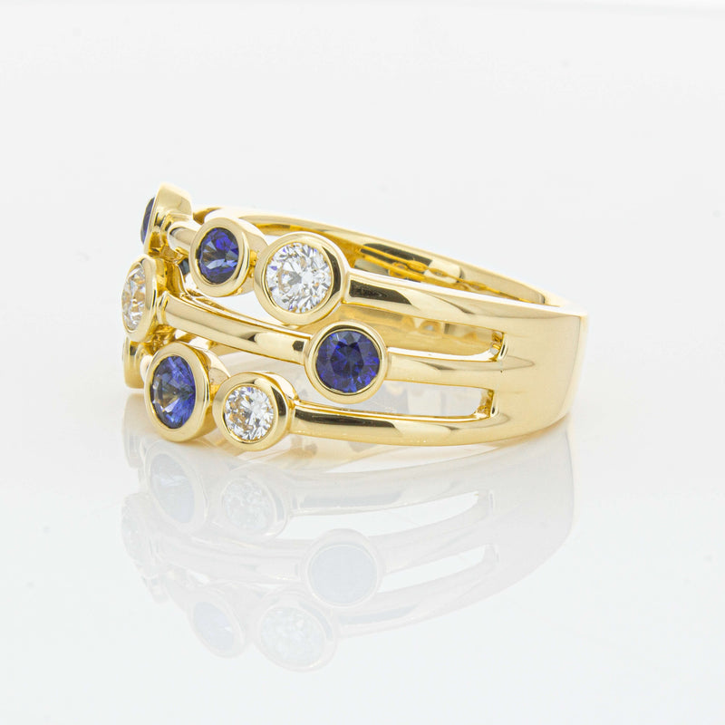 18ct Yellow Gold Sapphire & Diamond Ring-Ring-Walker & Hall