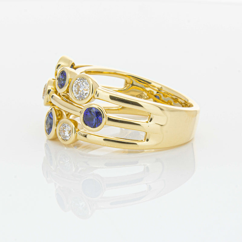 18ct Yellow Gold Sapphire & Diamond Ring-Ring-Walker & Hall
