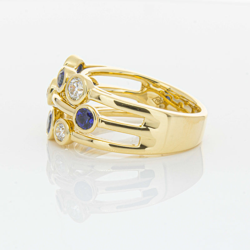 18ct Yellow Gold Sapphire & Diamond Ring-Ring-Walker & Hall