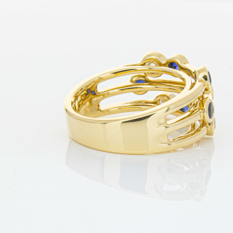 18ct Yellow Gold Sapphire & Diamond Ring-Ring-Walker & Hall