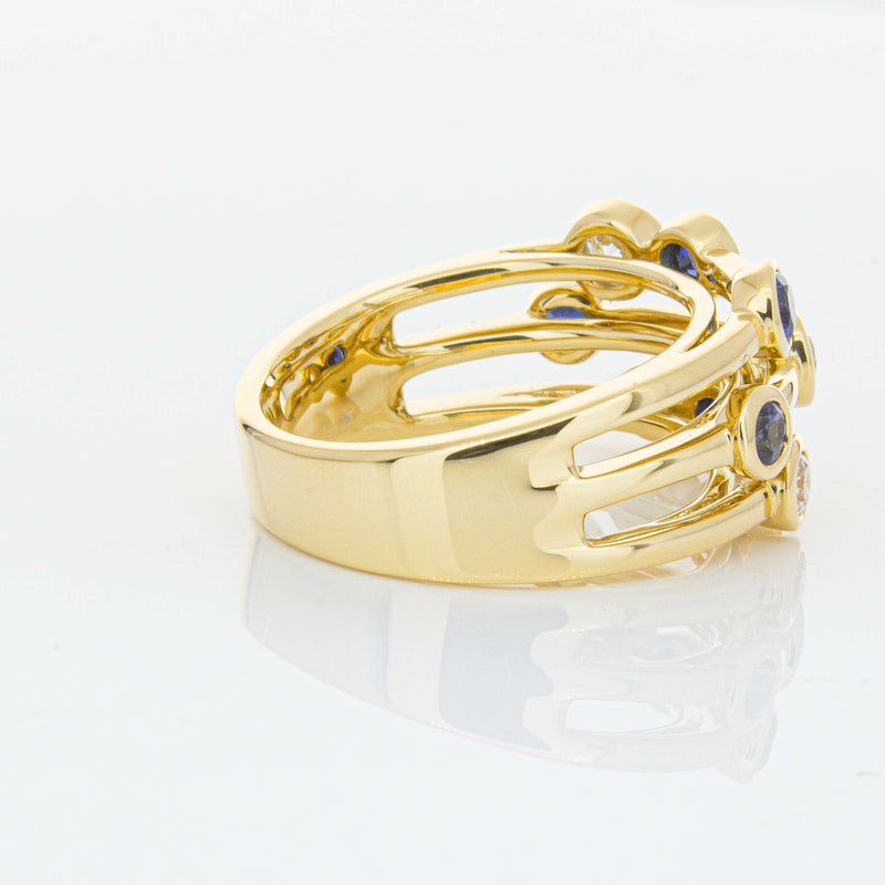 18ct Yellow Gold Sapphire & Diamond Ring-Ring-Walker & Hall