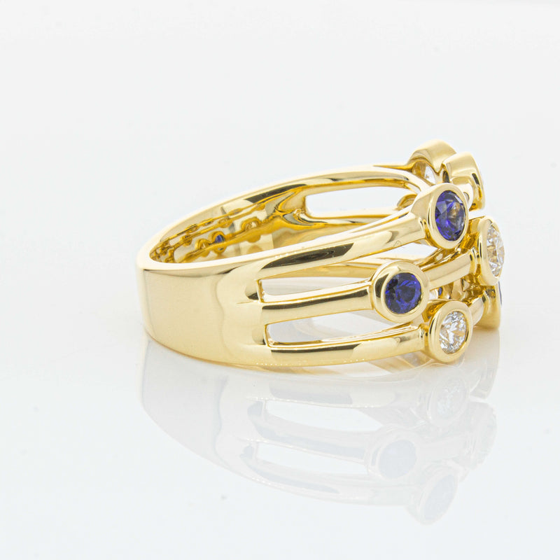 18ct Yellow Gold Sapphire & Diamond Ring-Ring-Walker & Hall