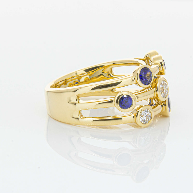 18ct Yellow Gold Sapphire & Diamond Ring-Ring-Walker & Hall