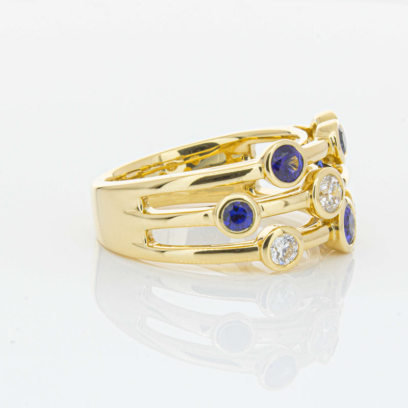 18ct Yellow Gold Sapphire & Diamond Ring-Ring-Walker & Hall