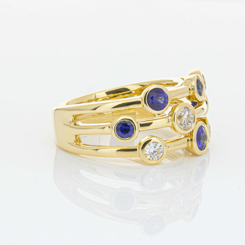 18ct Yellow Gold Sapphire & Diamond Ring-Ring-Walker & Hall