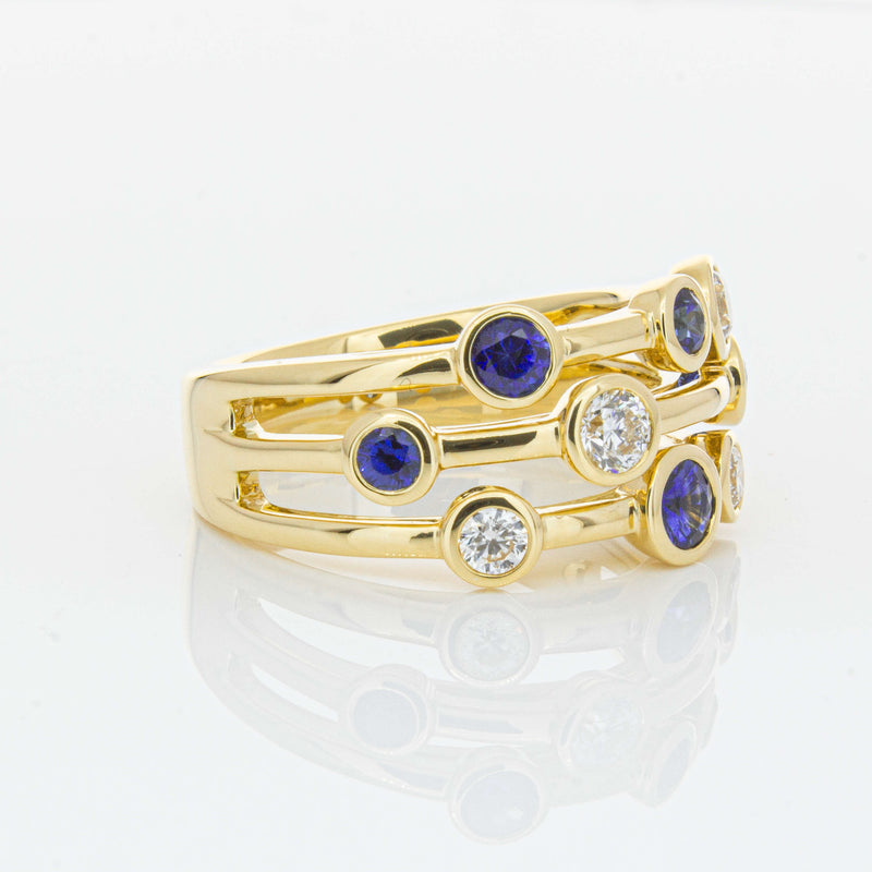 18ct Yellow Gold Sapphire & Diamond Ring-Ring-Walker & Hall