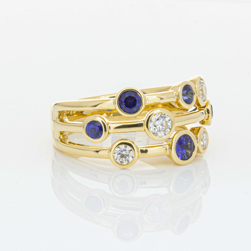 18ct Yellow Gold Sapphire & Diamond Ring-Ring-Walker & Hall