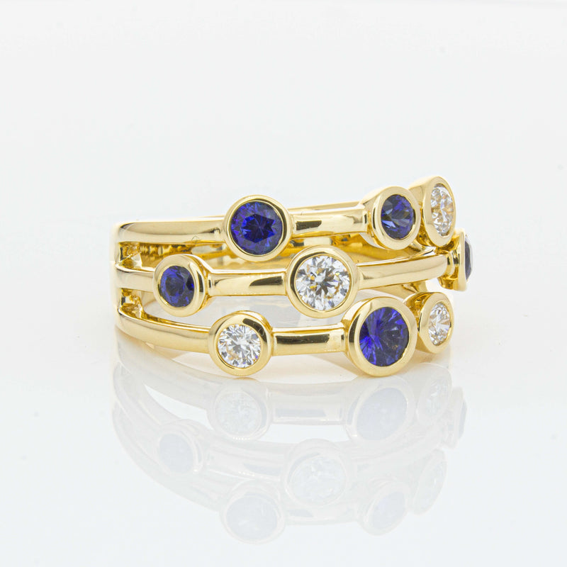 18ct Yellow Gold Sapphire & Diamond Ring-Ring-Walker & Hall