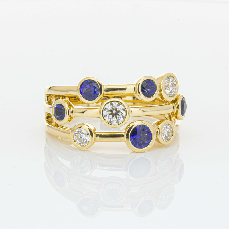 18ct Yellow Gold Sapphire & Diamond Ring-Ring-Walker & Hall