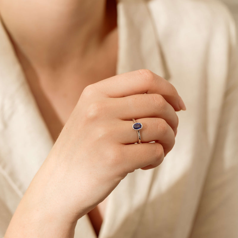 18ct White Gold 1.14ct Sapphire Natalia Ring-Ring-Walker & Hall