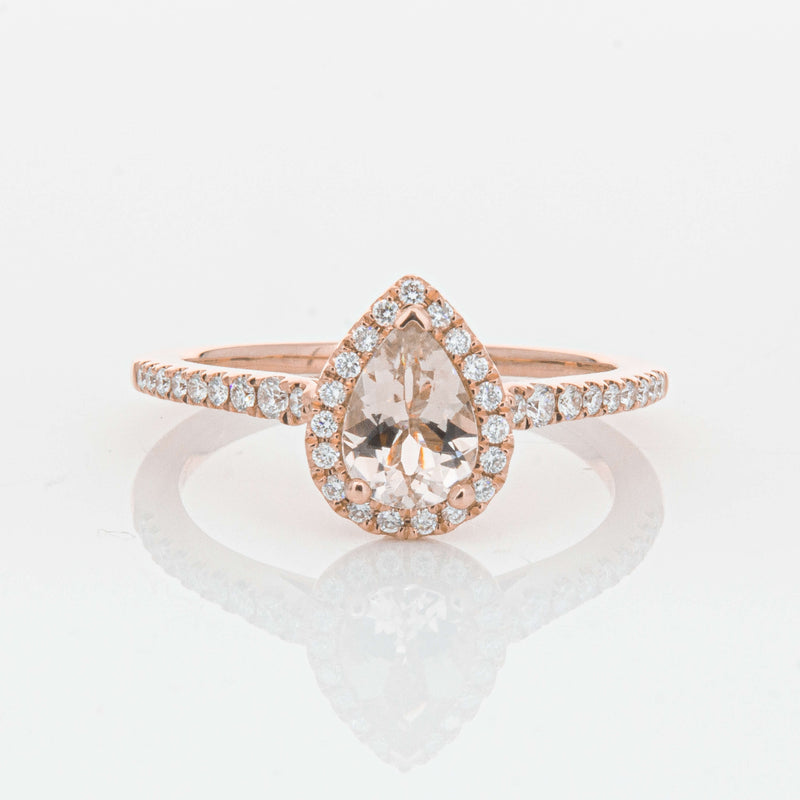 18ct Rose Gold Morganite & Diamond Mini Sierra Ring-Ring-Walker & Hall