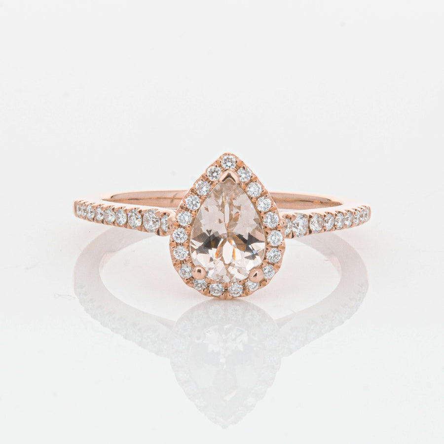 18ct Rose Gold Morganite & Diamond Mini Sierra Ring-Ring-Walker & Hall