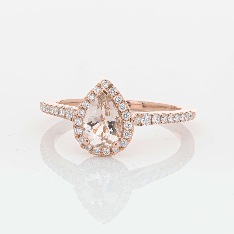 18ct Rose Gold Morganite & Diamond Mini Sierra Ring-Ring-Walker & Hall