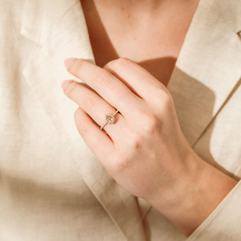 18ct Rose Gold Morganite & Diamond Mini Sierra Ring-Ring-Walker & Hall