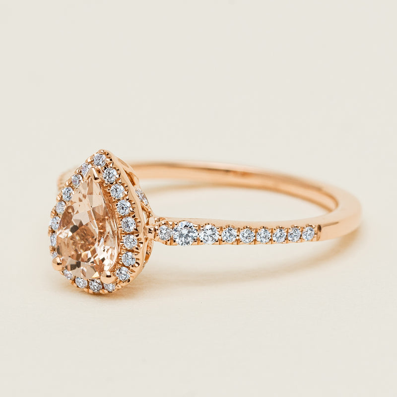 18ct Rose Gold Morganite & Diamond Mini Sierra Ring - Ring - Walker & Hall