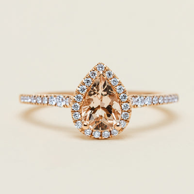 18ct Rose Gold Morganite & Diamond Mini Sierra Ring - Ring - Walker & Hall
