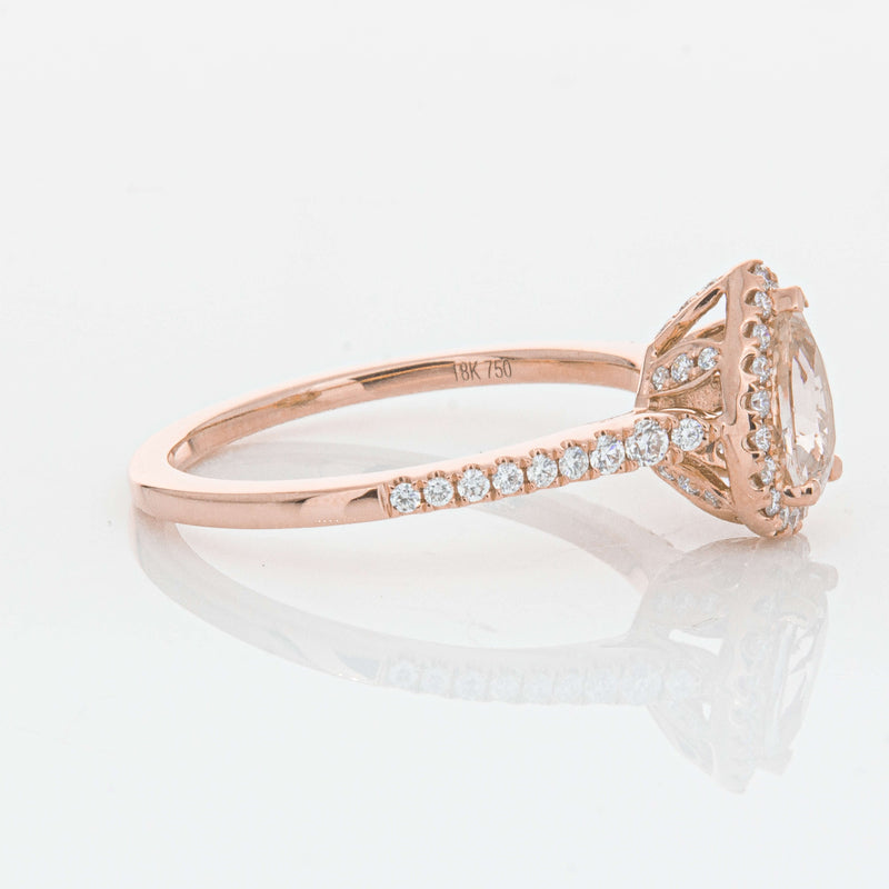 18ct Rose Gold Morganite & Diamond Mini Sierra Ring-Ring-Walker & Hall