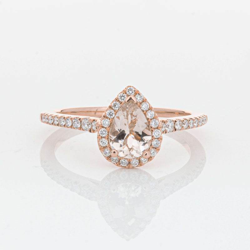 18ct Rose Gold Morganite & Diamond Mini Sierra Ring-Ring-Walker & Hall