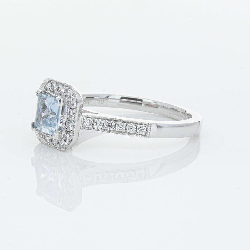 18ct White Gold .46ct Aquamarine & Diamond Mandalay Ring-Ring-Walker & Hall