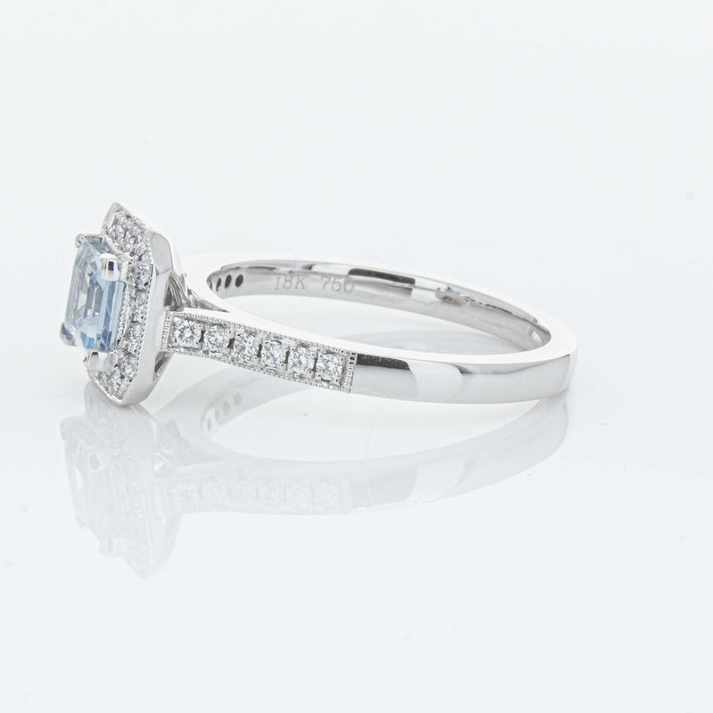 18ct White Gold .46ct Aquamarine & Diamond Mandalay Ring-Ring-Walker & Hall