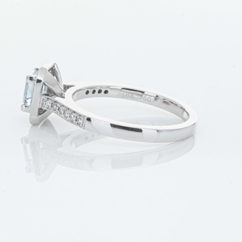 18ct White Gold .46ct Aquamarine & Diamond Mandalay Ring-Ring-Walker & Hall