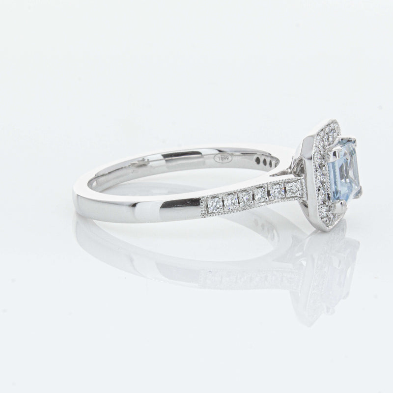 18ct White Gold .46ct Aquamarine & Diamond Mandalay Ring-Ring-Walker & Hall
