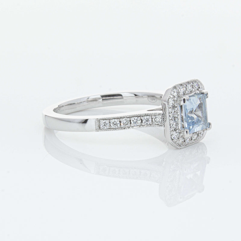 18ct White Gold .46ct Aquamarine & Diamond Mandalay Ring-Ring-Walker & Hall