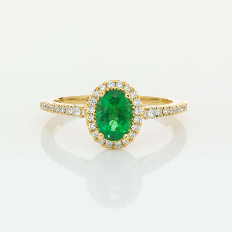 18ct Yellow Gold .75ct Emerald & Diamond Mini Sierra Ring-Ring-Walker & Hall