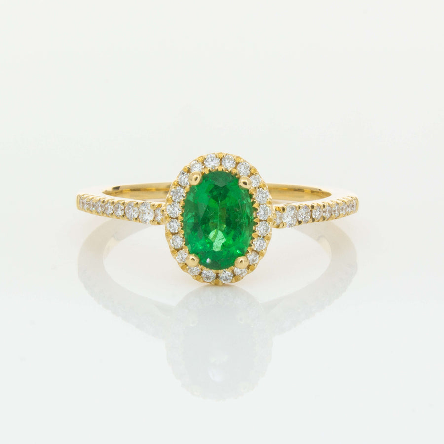 18ct Yellow Gold .75ct Emerald & Diamond Mini Sierra Ring-Ring-Walker & Hall