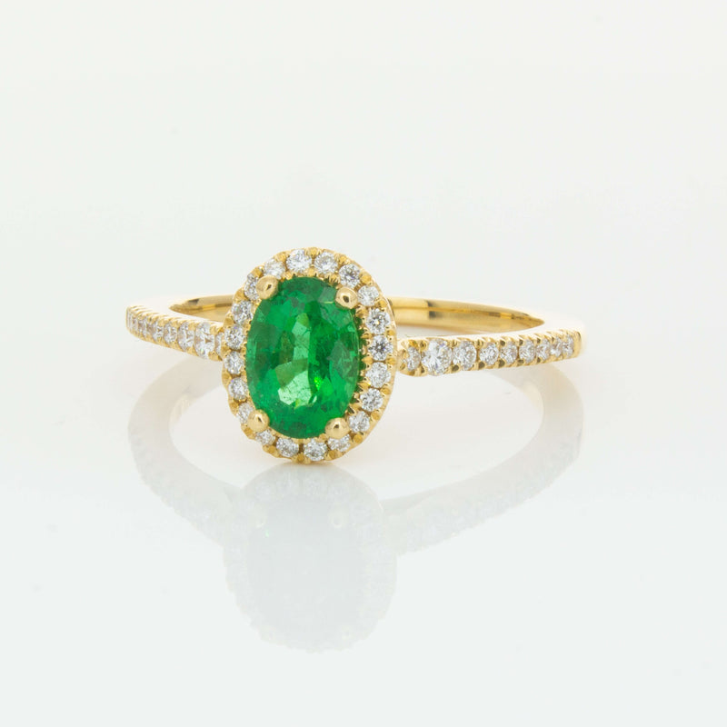 18ct Yellow Gold .75ct Emerald & Diamond Mini Sierra Ring-Ring-Walker & Hall