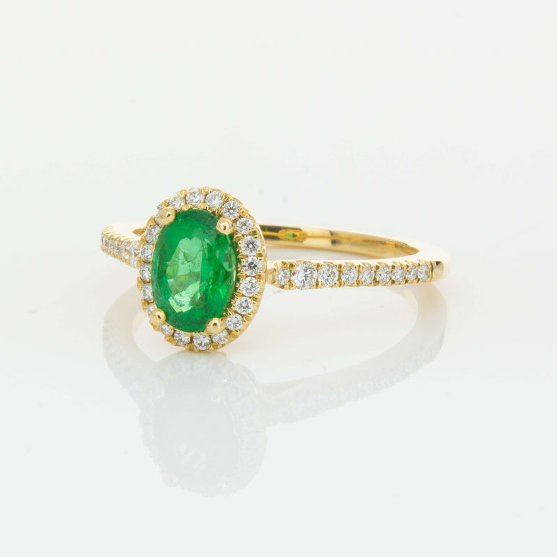 18ct Yellow Gold .75ct Emerald & Diamond Mini Sierra Ring-Ring-Walker & Hall