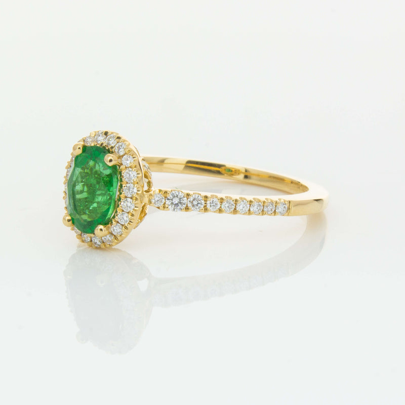 18ct Yellow Gold .75ct Emerald & Diamond Mini Sierra Ring-Ring-Walker & Hall