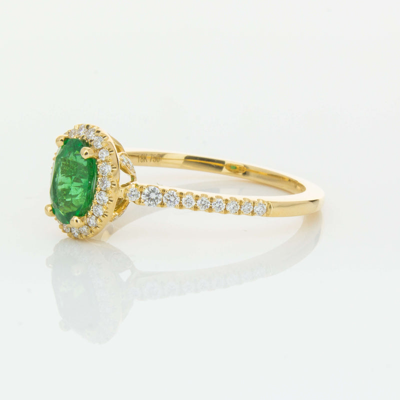 18ct Yellow Gold .75ct Emerald & Diamond Mini Sierra Ring-Ring-Walker & Hall