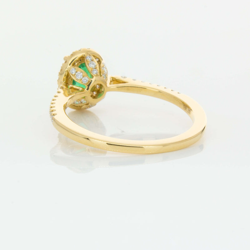 18ct Yellow Gold .75ct Emerald & Diamond Mini Sierra Ring-Ring-Walker & Hall