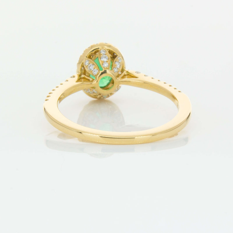 18ct Yellow Gold .75ct Emerald & Diamond Mini Sierra Ring-Ring-Walker & Hall