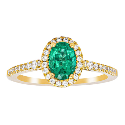 18ct Yellow Gold .75ct Emerald & Diamond Mini Sierra Ring-Ring-Walker & Hall
