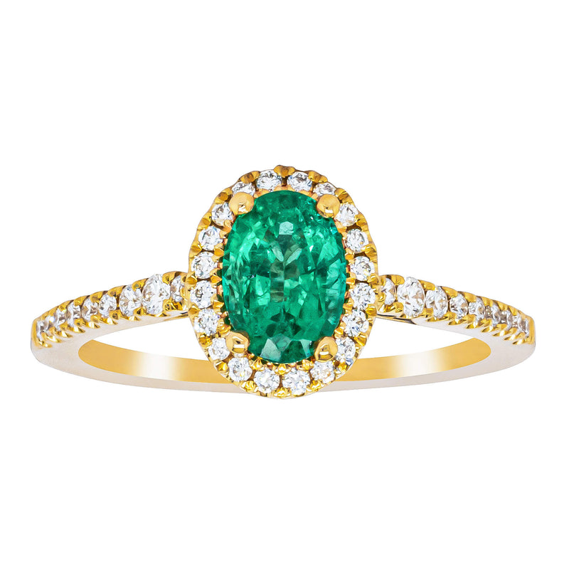 18ct Yellow Gold .75ct Emerald & Diamond Mini Sierra Ring-Ring-Walker & Hall