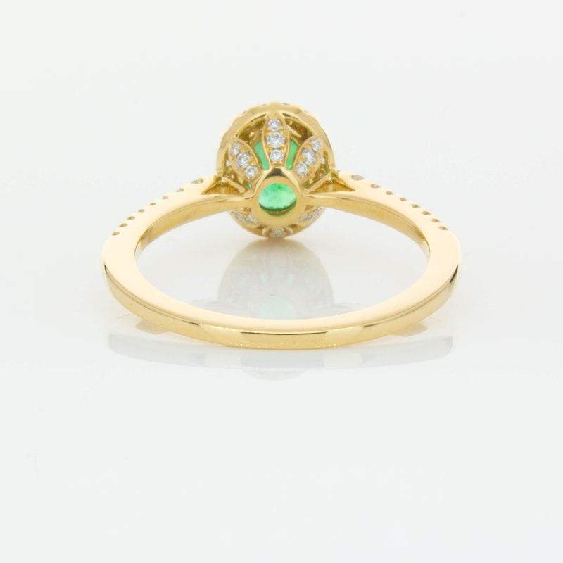18ct Yellow Gold .75ct Emerald & Diamond Mini Sierra Ring-Ring-Walker & Hall
