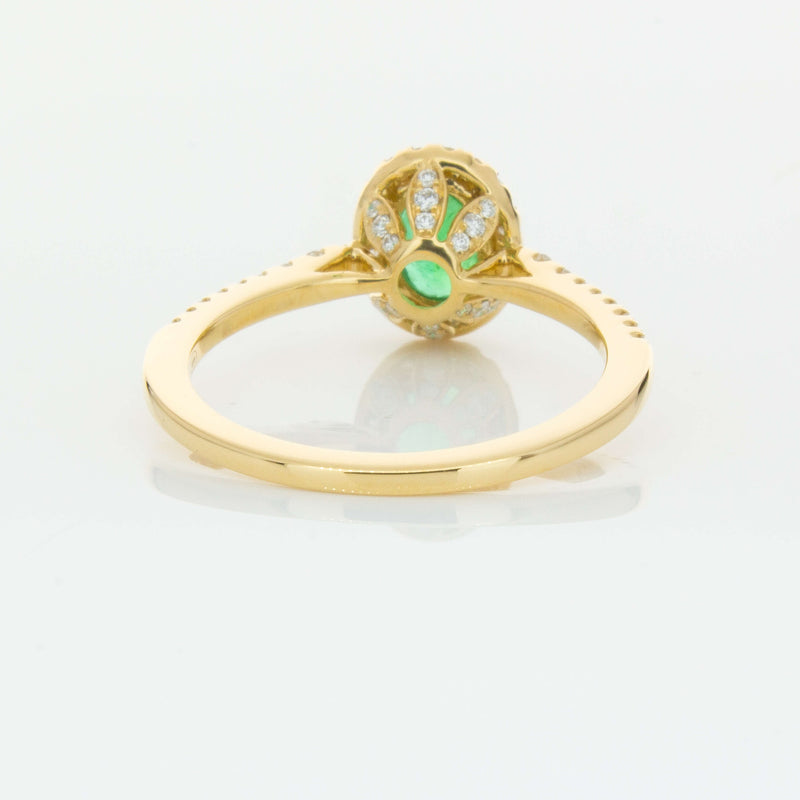 18ct Yellow Gold .75ct Emerald & Diamond Mini Sierra Ring-Ring-Walker & Hall