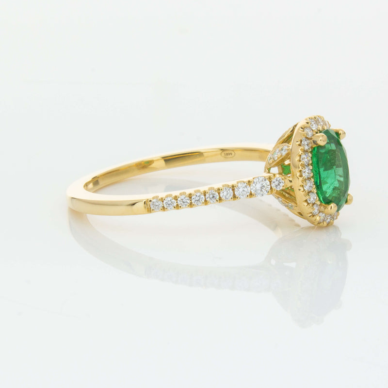 18ct Yellow Gold .75ct Emerald & Diamond Mini Sierra Ring-Ring-Walker & Hall